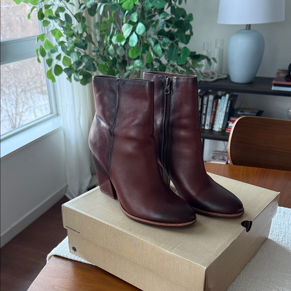 Kork-Ease Dark Brown Leather Heeled Boots